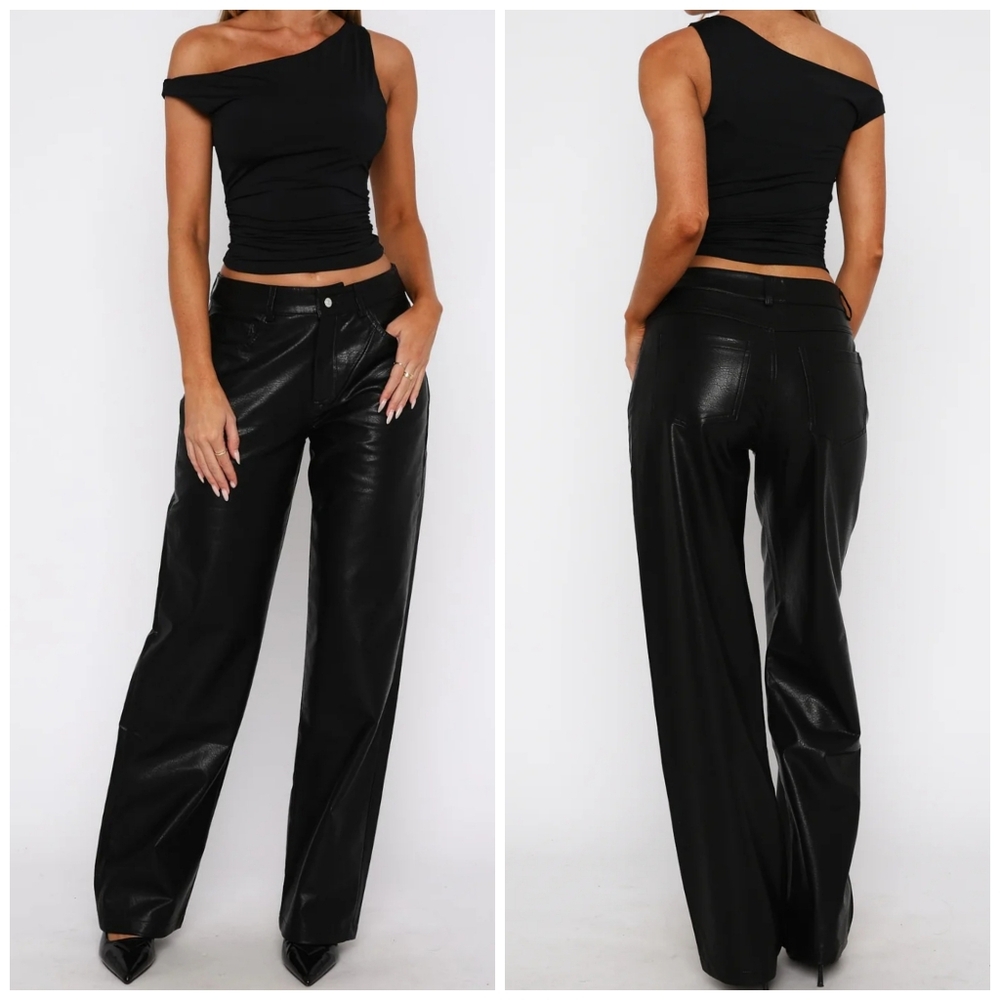NWT White Fox Boutique "Bring The Style" Wide Leg PU Pants - Size XL Y2k - Picture 16 of 17